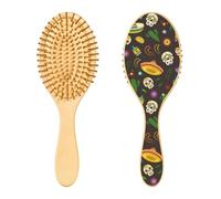 Wooden Hair Brush Cinco De Mayo Mexico Skull Halloween Wooden Paddle Hair Brush Wooden Hair Brushes for Women Wooden Message Brush