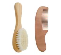 Wooden Hair Brush & Comb Set Natural Goat Bristle Baby Hair Brush Infant Body Massage Brush Soothing Brush Travel Brush