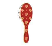 Wooden Hair Brush Cute Gingerbread Christmas Candies Cane Red Paddle Hair Brushes For Women Wood Brush For Hair Brush For Natural Hair