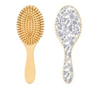 Wooden Hair Brush Fantasy Flowers Retro Vintage Jacobean Blue Wood Paddle Hair Brush Wood Brush for Hair Wooden Massage Brush