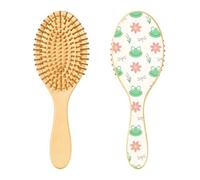 Wooden Hair Brush Frogs Flowers Wood Paddle Hair Brush Wooden Brush for Hair Natural Hair Brush