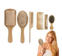 Wooden Hair Brush - Hair Combs Set, Natural Hair Comb | 6pcs Air Cushion Comb Care, Anti-Static Comb, Hair Scalp Massage Comb, Detangling Brush Wooden Set, Hair Beard Hairdressing Anti-static