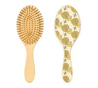 Wooden Hair Brush Honey Pot Bees Sunflower Paddle Hairbrush Wood Brush for Hair Wooden Message Brush