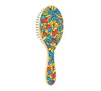 Wooden Hair Brush Mandala Stained Glass Blue Wood Paddle Brush Wood Hair Brushes For Women Brush For Natural Hair