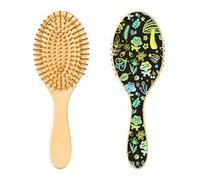 Wooden Hair Brush Neon Frogs Personalized Paddle Hair Brush for Women Wood Hair Brushes for Women Natural Hair Brush