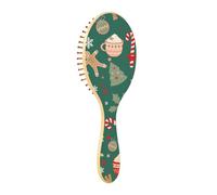 Wooden Hair Brush New Year Christmas Gingerbread Snowflake Green Paddle Hair Brushes For Women Wooden Brush For Hair Brush For Natural Hair