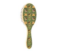 Wooden Hair Brush Paddle Brush For Fine Hair Wood Hair Brushes For Women Hair Massage Brush Funny Pattern Frogs