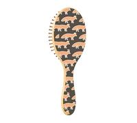 Wooden Hair Brush Paddle Brushes For Women Massage Orange Fox