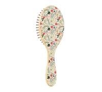 Wooden Hair Brush Paddle Hair Brush Wooden Wood Hairbrush Natural Wood Brush Merry Christmas Holiday Floral (6)