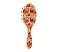 Wooden Hair Brush Paddle Hairbrush Wood For Massage Fox Pattern