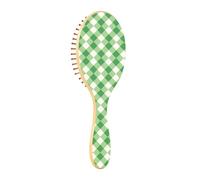 Wooden Hair Brush Paddle Wood Brushes For Women Natural Green Buffalo Plaid