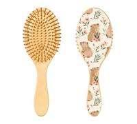 Wooden Hair Brush, Pink Flowers Capybara Seamless Hairbrush for Long Short Curly Thick Thin Hair,Women Men Boys Girls Hair Brush