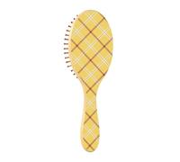 Wooden hair brush plaid tartan check scotland yellow paddle hairbrush for women wooden hairbrushes wood embassy brush