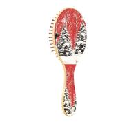 Wooden Hair Brush Red Black Buffalo Plaid Snowman Xmas Trees_3 Paddle Hairbrush For Women Wooden Brush For Hair Hair Massage Brush