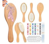 Wooden Hair Brushes for Decorating and Coloring | DIY Hair Brushes Kit | Hand Painted Wooden Comb Set | For Adult Artists Women Beginners Art Hobbistics Families Birthday