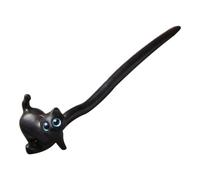 Wooden Hair Clip - Ebony Black Haired Cat Design Accessory | Bun Holder with Smooth and Durable Finish for Secure Hold of Thick and Fine Hair, Accessory Decor
