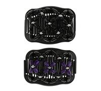 Wooden Hair Comb, 2 Pcs Magic Wood Beads Double Comb Clip, Multicolored Stretchy Hair Accessories, for Women and Girls