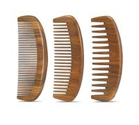 Wooden Hair Comb,Fine Middle Wide Tooth Wood Comb Set for Women Men,Detangling Styling Wet or Dry Curly Thin Thick Wavy Straight Hair Comb,Anti Static Heat Resistant Beard Birthing Comb,3 pieces