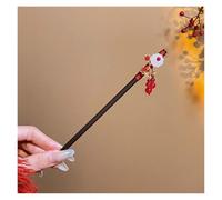 Wooden Hair Sticks Retro Red Flower Hairpin