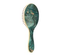 Wooden Hairbrush Abstract Green and Gold Marble Pattern Wooden Paddle Brush Wood Hair Brushes For Women Hair Massage Brush