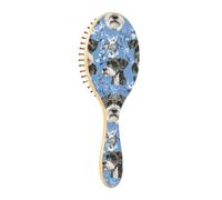 Wooden Hairbrush Beauty Miniature Schnauzer Dogs Blue Paddle Hair Brushes For Women Wood Hairbrush Brush For Natural Hair