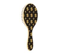 Wooden Hairbrush Black and Gold Shine Dollars Wooden Paddle Brush Wood Hairbrush Natural Wood Brush