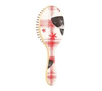 Wooden Hairbrush Black Catfish Buffalo Plaid Snowflakes Christmas Paddle Hairbrush Wooden Brushes For Hair Brush For Natural Hair