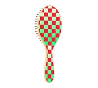 Wooden Hairbrush Buffalo Plaid Check White Red Green Gradient Paddle Hairbrush Wooden Brush For Hair Wooden Message Brush