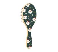 Wooden Hairbrush Christmas Santa Claus Candy Cane Holly Dark Green Wooden Paddle Brush Wooden Hairbrush For Women Brush For Natural Hair