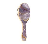 Wooden Hairbrush Lavender Gold Gray Marble Art Wood Paddle Brush Wood Hairbrush Natural Hair Brush