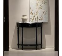 Wooden Half Moon Console Table with Drawer, Modern Narrow Entryway Table with Storage for Living Room, Hallway, Foyer