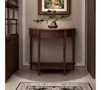 Wooden Half Moon Console Table with Drawer, Modern Narrow Entryway Table with Storage for Living Room, Hallway, Foyer