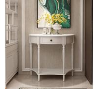 Wooden Half Moon Console Table with Drawer, Modern Narrow Entryway Table with Storage for Living Room, Hallway, Foyer