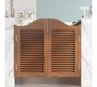 Wooden Half Saloon Swinging Doors with Hinges 60 160cm Wide 100cm High Double Entrance Partition for Kitchen Bar Pub Shop Indoor Use (Brown 81cm x 100cm)