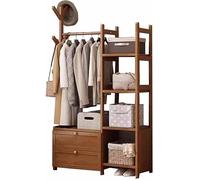 Wooden Hall Tree Coat Rack Stand with Shoe Storage - Free Standing Entryway with Clothes Rail and Hat Storage for Hallway and Entrance Solutions