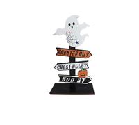 Wooden Halloween Decor Set - Handcrafted Pumpkin & Ghost Tabletop Figures, FSC Beech Wood with Non-Toxic Paint, Spooky Home Decor for Mantel/Table (Jumbie pumpkins)