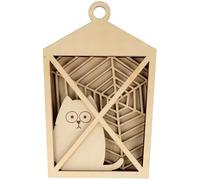 Wooden Halloween Decoration - Cat Lantern - 18.3 x 12 x 2.2 cm