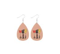 Wooden Halloween Earrings Lightweight Wood Pumpkin Boo Black Cat Ghost Skull Spooky Bat Dangle Drop Earring for Women, Wood, No Gemstone