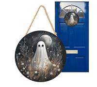 Wooden Halloween Sign - Haunted Pirate Captain, Ghost Festive Board | Outdoor Yard Hanging Decoration, Seasonal Wall Accent for Home Fireplace Kitchen Window Party Holiday Display