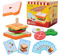 Wooden Hamburger Stacking Toys WoodenMontessori Toys for 1-6 Year Old Wooden Toys Montessori Toys Fine Motor Skills Toys for 2 3 4 5 Year Old Stacking Toys Gifts for Boy Girls Birthday Present Age 3+