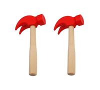 Wooden Hammer Toy, Realistic Pretend Play Tool, Learning Toy for Hand-eye Coordination, Portable Toddler for Teens Girls Boys School Gifts, 17cm, 6.63inch (Red-2pcs)
