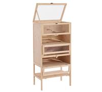 Wooden Hamster Cage Natural Wood 60x40x120cm Solid Wood 4-Tier Play XL Small Pet