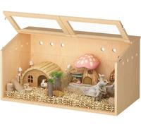 Wooden Hamster Cage, Transparent Small Animal Cage With Acrylic Viewing Window & Openable Top, Spacious Enclosure For Chinchillas, Gerbils & Small Pets (80 X 41 X 40 Cm)