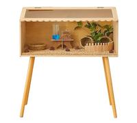 Wooden Hamster Cage with Transparent Window, Chew-Proof Habitat for Gerbils and Chinchillas