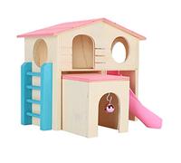 Wooden Hamster F House Huts Toy Hamster Exerc Playthings F Gym PlaygroundBlue Clim Slides and on a House ToyWooden HutWooden HutHamster (Pink)