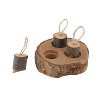 Wooden Hamster Feeder, Built in Chewing Function, Applewood Material, Interactive Hide Treats Puzzle Snuffle Game, 2 Pack, Made From Hamster Wooden Snack Tray