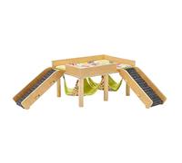 Wooden Hamster Hammock Castle | 2 Tiered Hut | with Stair Detachable Hamster Hammock House - for Small Pets Bunny Indoor Living Room Corner Sleep Play Cage