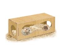 Wooden Hamster Hideout, Hamster Tunnels and Tubes with Three Holes, Hamster Accessories for Real Hamsters and Guinea Pig (Big, two ways)