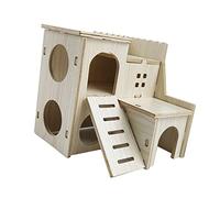 Wooden Hamster Hideout House Safe Haven for Hamsters Minimalistic Design Log Color (#1)