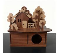 Wooden Hamster Hideout, Wooden Hamster Cage with Ladder Platform, Pet Mouse Habitat Detachable for Dwarf Rat, Gerbils, Mouse, Other Tiny Animals